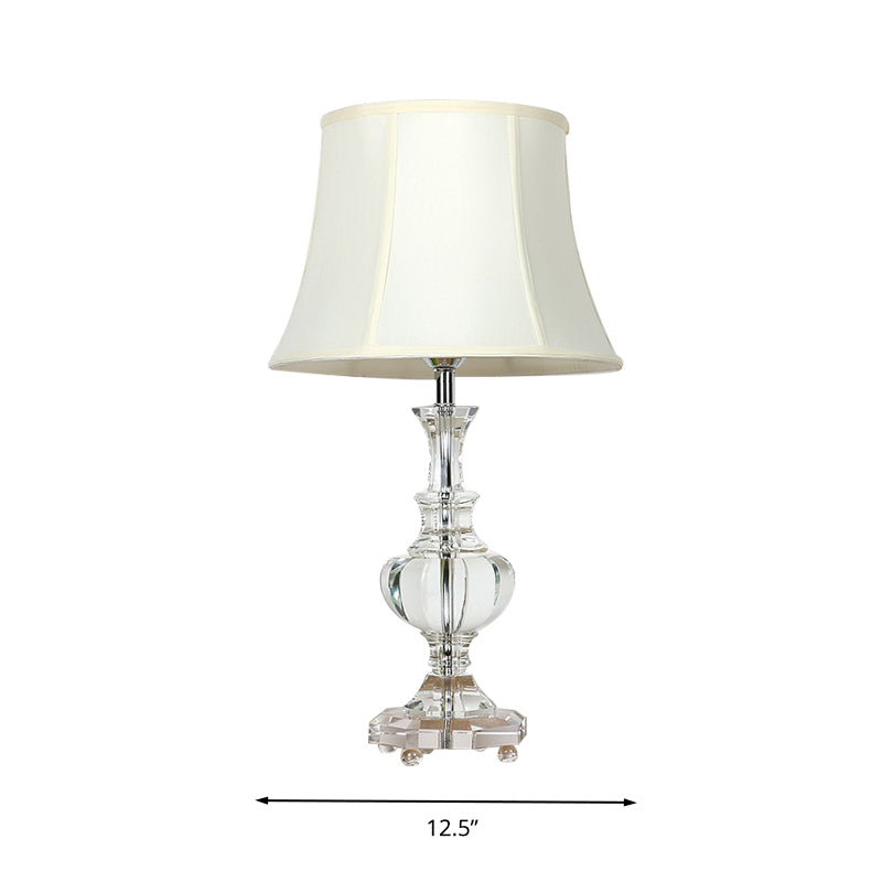1 Light Night Lodge Lodge White Empire Shade Bedroom Table Light With Crystal Base