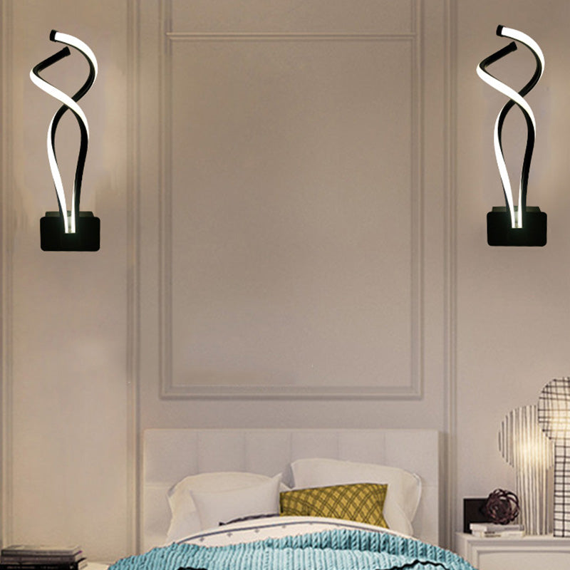 Spiral Wall Lighting Fixture Minimalist Style Metal LED Black Wall Sconce Lighting