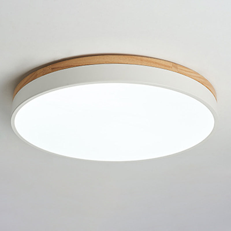 Macaron Modern Flush Mount Ceiling Light Fixtures with Wood Art for Bedroom