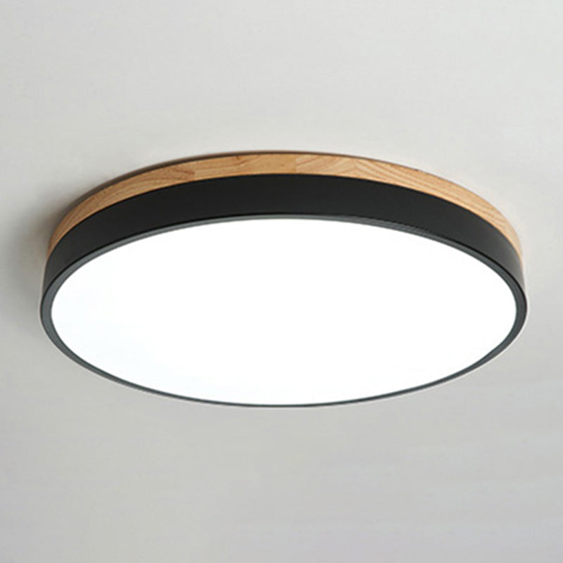 Macaron Modern Flush Mount Ceiling Light Fixtures with Wood Art for Bedroom