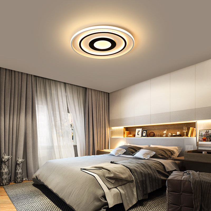 Plafonnier LED en métal de Style nordique, lampe encastrée en noir et blanc pour chambre à coucher