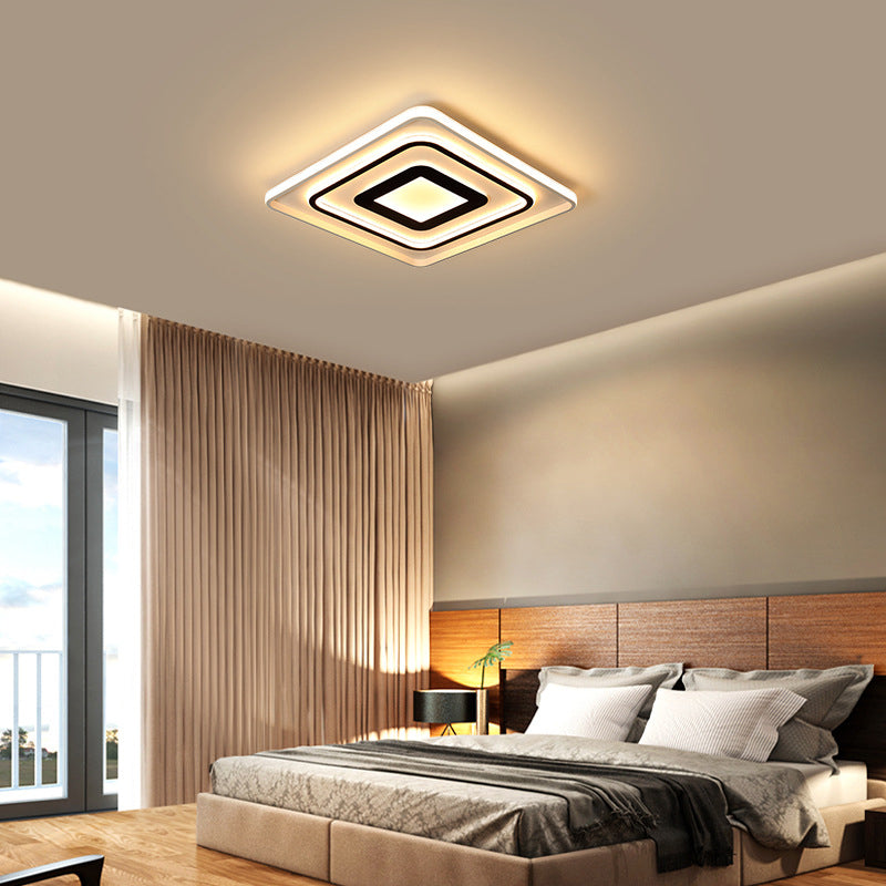 Plafonnier LED en métal de Style nordique, lampe encastrée en noir et blanc pour chambre à coucher