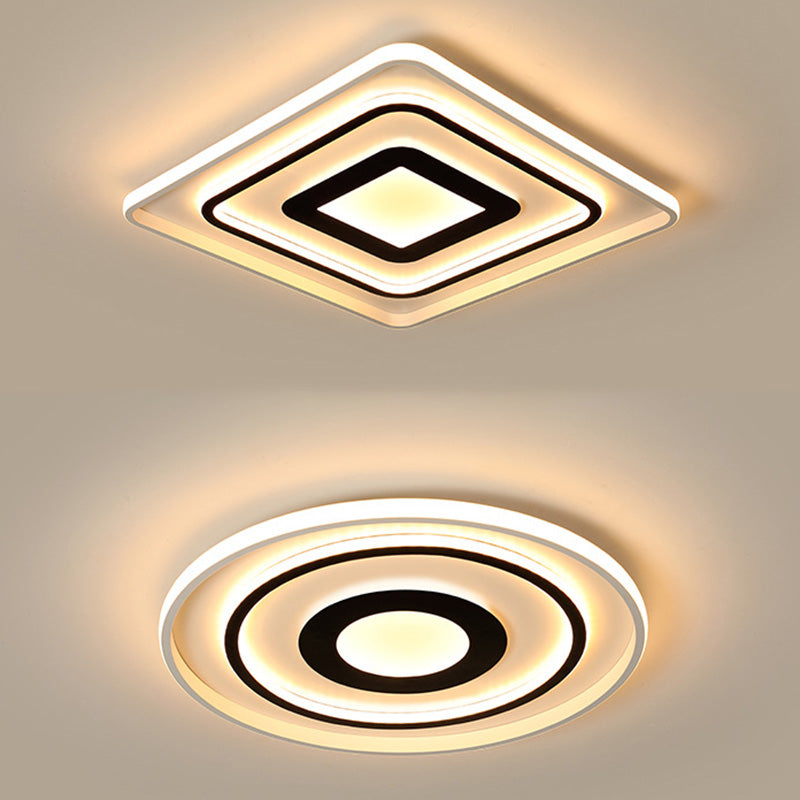 Plafonnier LED en métal de Style nordique, lampe encastrée en noir et blanc pour chambre à coucher