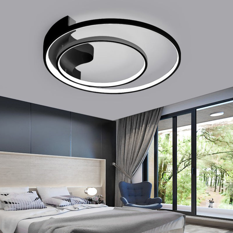 Loop Shaped Flush Mount Minimalism Metal LED Ceiling Light for Bedroom