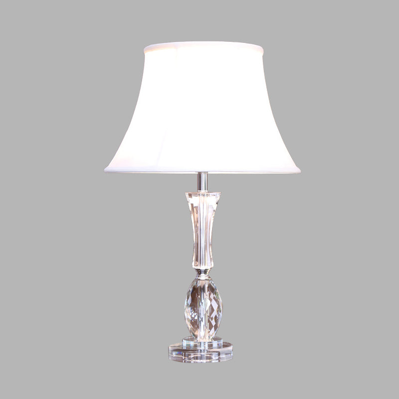 1 Table ombragée d'empire clair Light Traditionalism White Fabric Lampe de nuit avec base en cristal