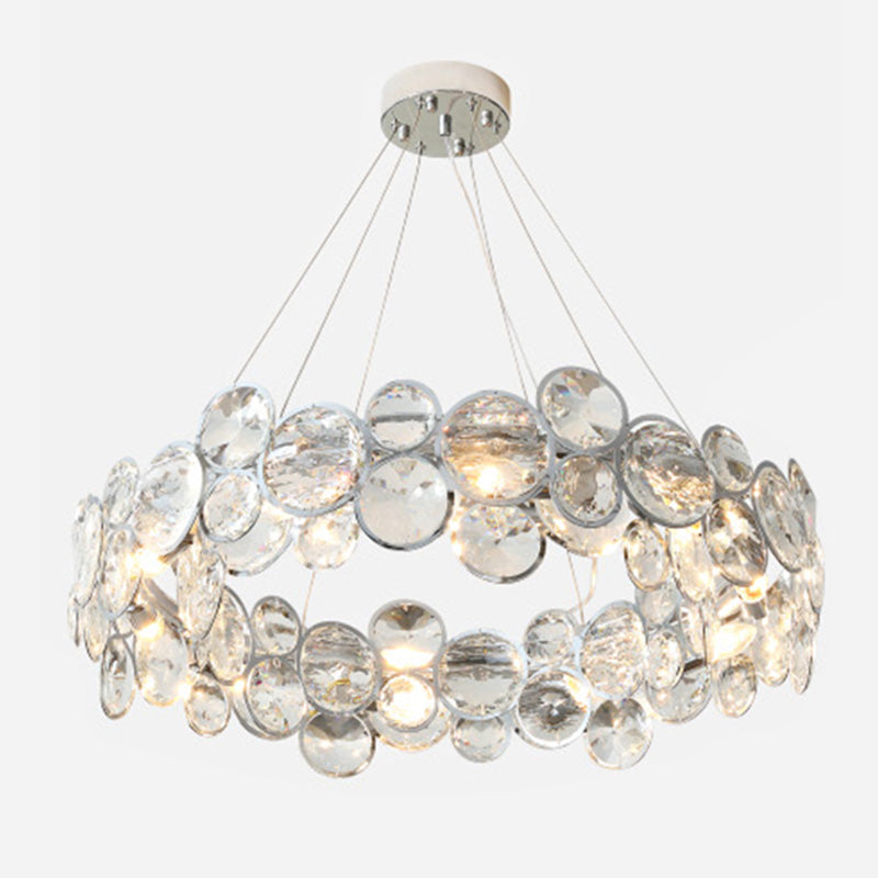 Round Crystal Modern Chandelier Pendant Light for Living Room Dining Room