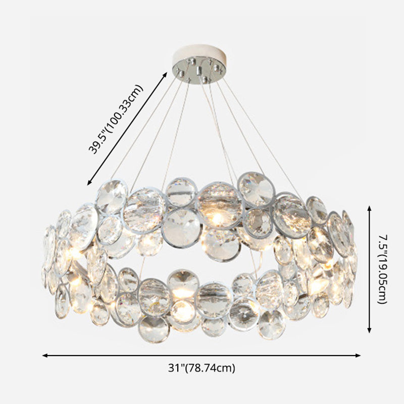 Round Crystal Modern Chandelier Pendant Light for Living Room Dining Room