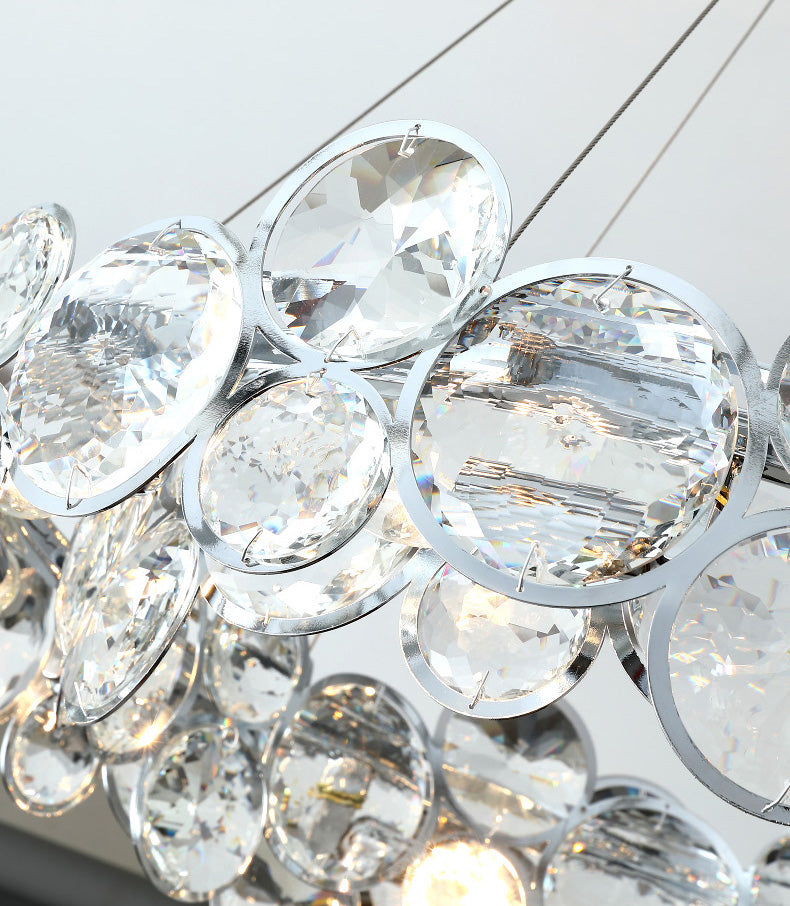 Round Crystal Modern Chandelier Pendant Light for Living Room Dining Room