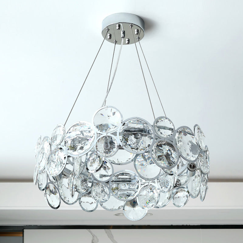Round Crystal Modern Chandelier Pendant Light for Living Room Dining Room