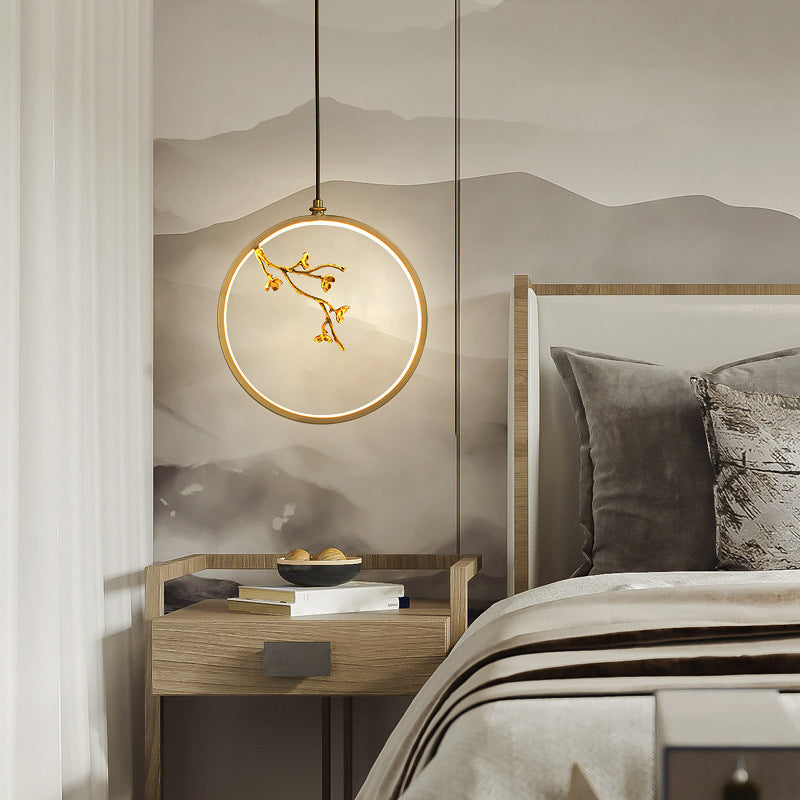 Contemporary Gold Simplicity Line Design LED Pendant Lamp for Bar Study Room