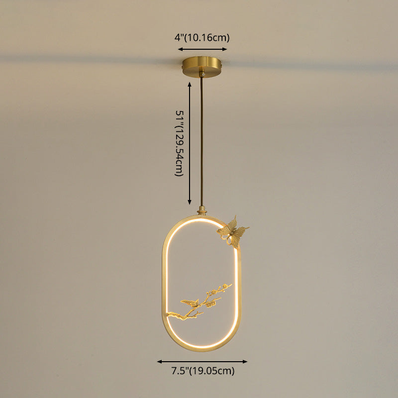 Contemporary Gold Simplicity Line Design LED Pendant Lamp for Bar Study Room