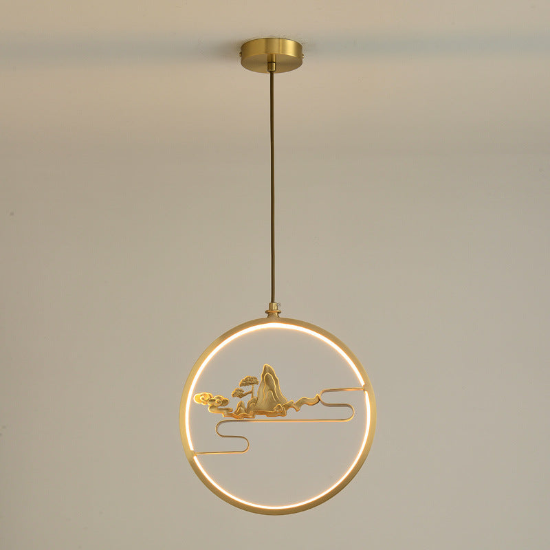 Contemporary Gold Simplicity Line Design LED Pendant Lamp for Bar Study Room