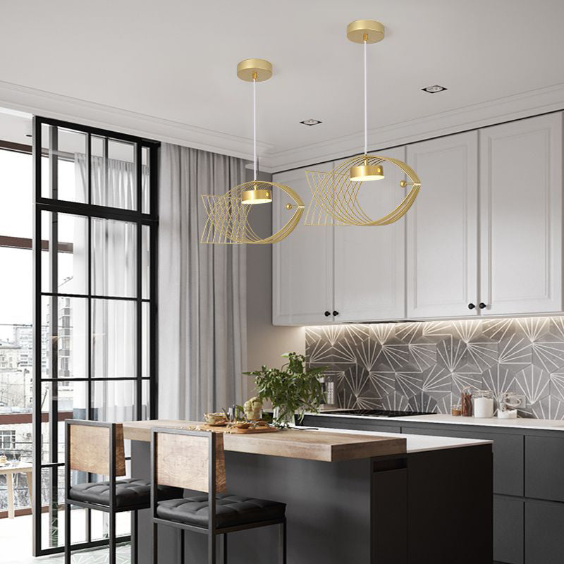Forme de poisson en une lumière Lumière Light Atest de suspension LED moderne Éclairage d'éclairage pour la cuisine