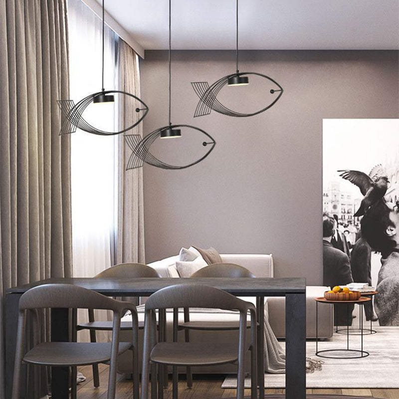 Forme de poisson en une lumière Lumière Light Atest de suspension LED moderne Éclairage d'éclairage pour la cuisine