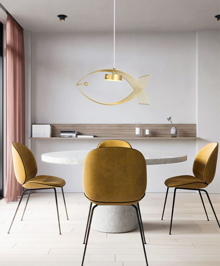 Forme de poisson en une lumière Lumière Light Atest de suspension LED moderne Éclairage d'éclairage pour la cuisine