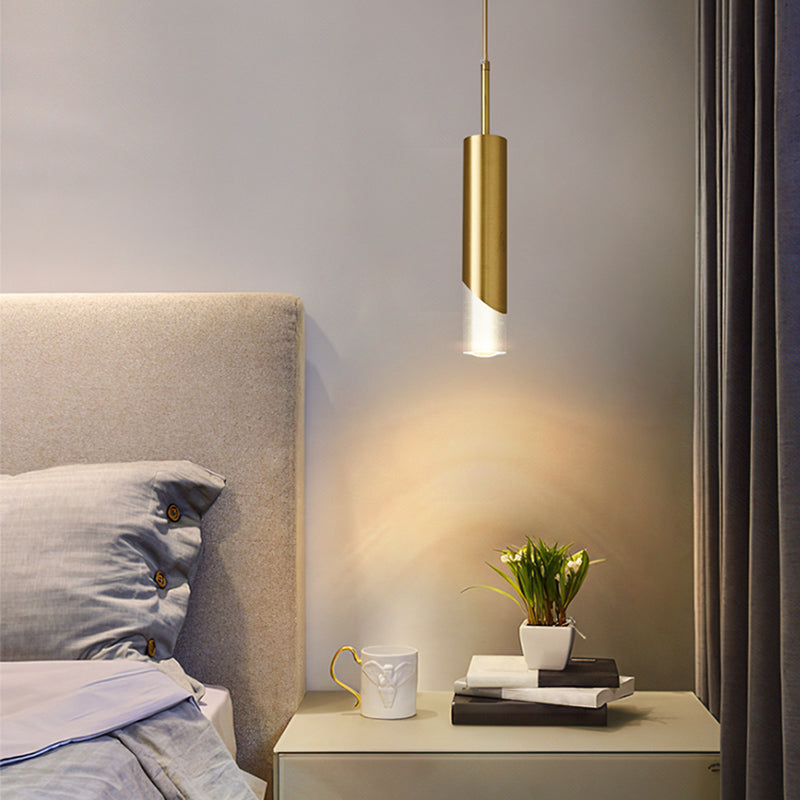 Metal 1 Light LED Pendant Lamp Gold Postmodern Hanging Light for Dinning Room