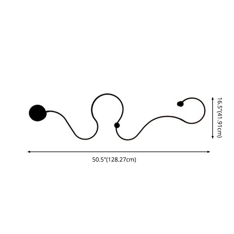 Wavy Wall Mounted Lighting Simple Style LED Bedroom Sconce Light Fixture in Black