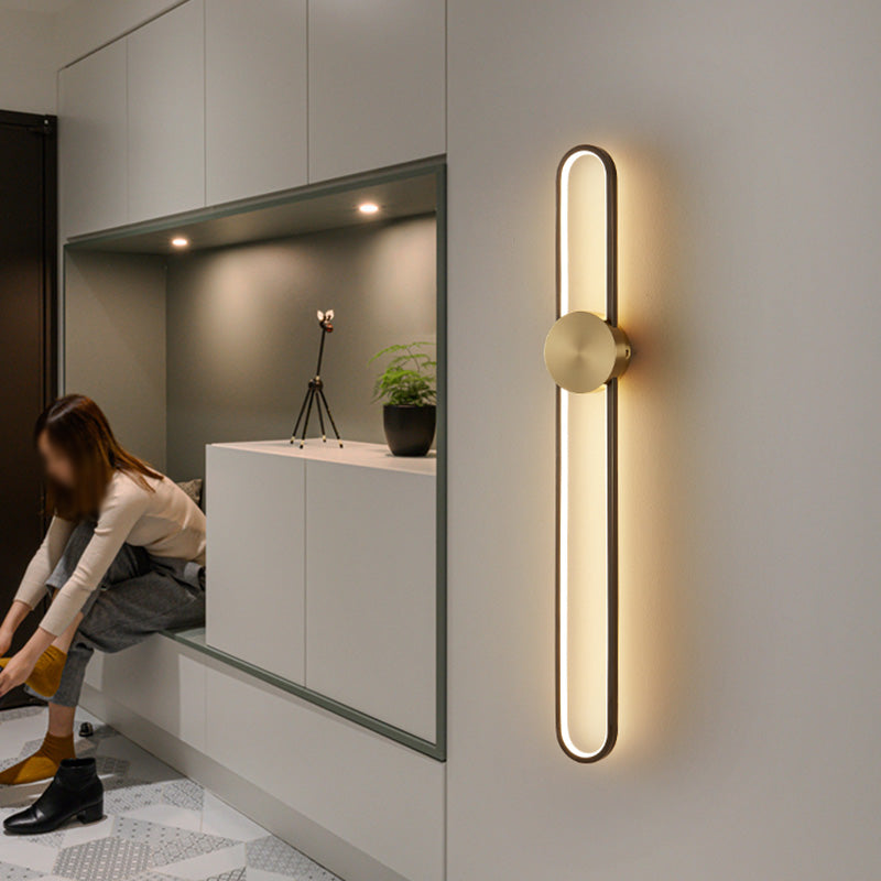 Oval Wall Lighting Fixture Modern Style LED Metal Wall Mounted Lighting for Living Room