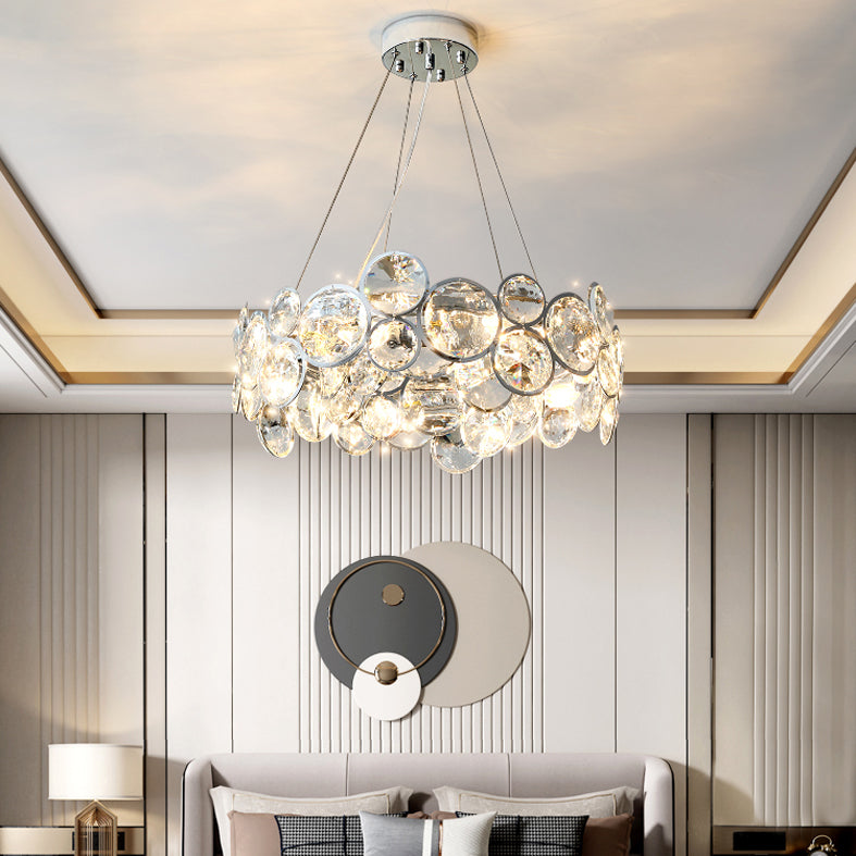 Round Crystal Modern Chandelier Pendant Light for Living Room Dining Room