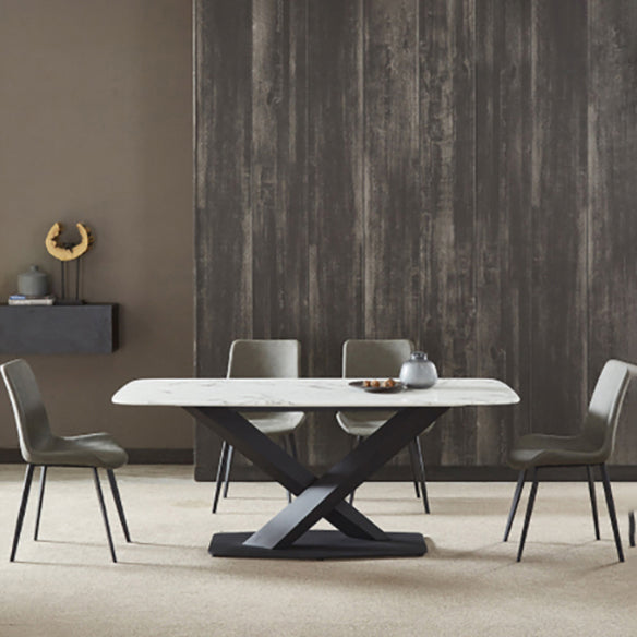 Fixed Sintered Stone Dining Room Set of with Pedestal Base Table Dining Room Furniture for Home