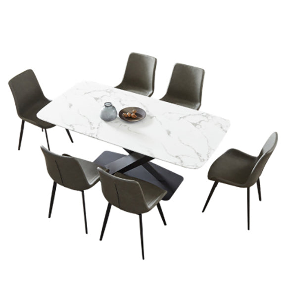 Fixed Sintered Stone Dining Room Set of with Pedestal Base Table Dining Room Furniture for Home