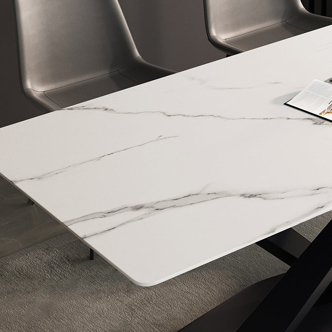 Fixed Sintered Stone Dining Room Set of with Pedestal Base Table Dining Room Furniture for Home