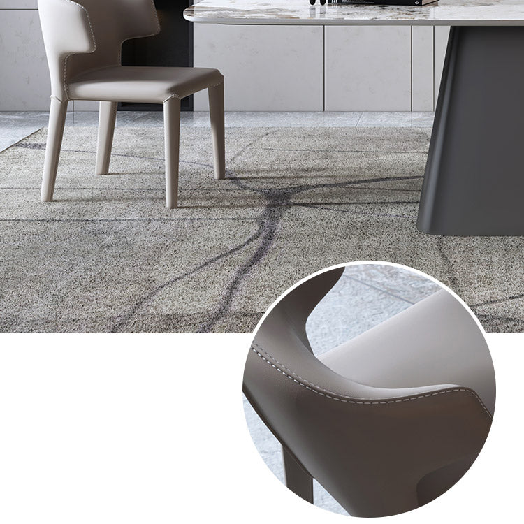 Minimalistischer Stil Sintered Stone Esstisch mit weißem festem Tisch und Sockelbasis für den Heimgebrauch