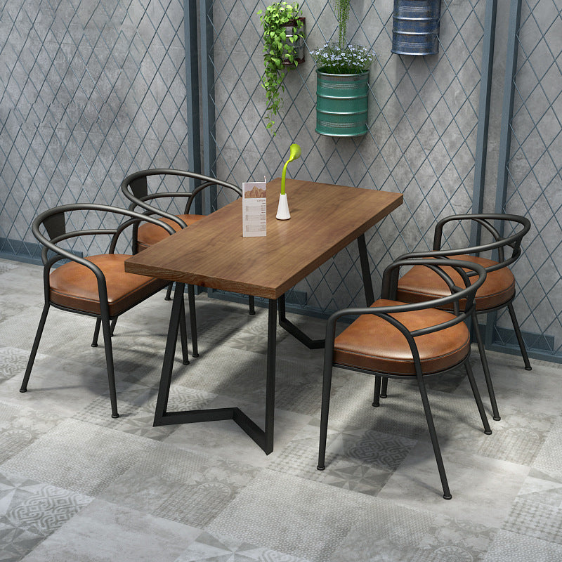 Industrial Style Rectangle Shape Dinette Set Solid Wood Top Dining Table Furniture for Dining Room