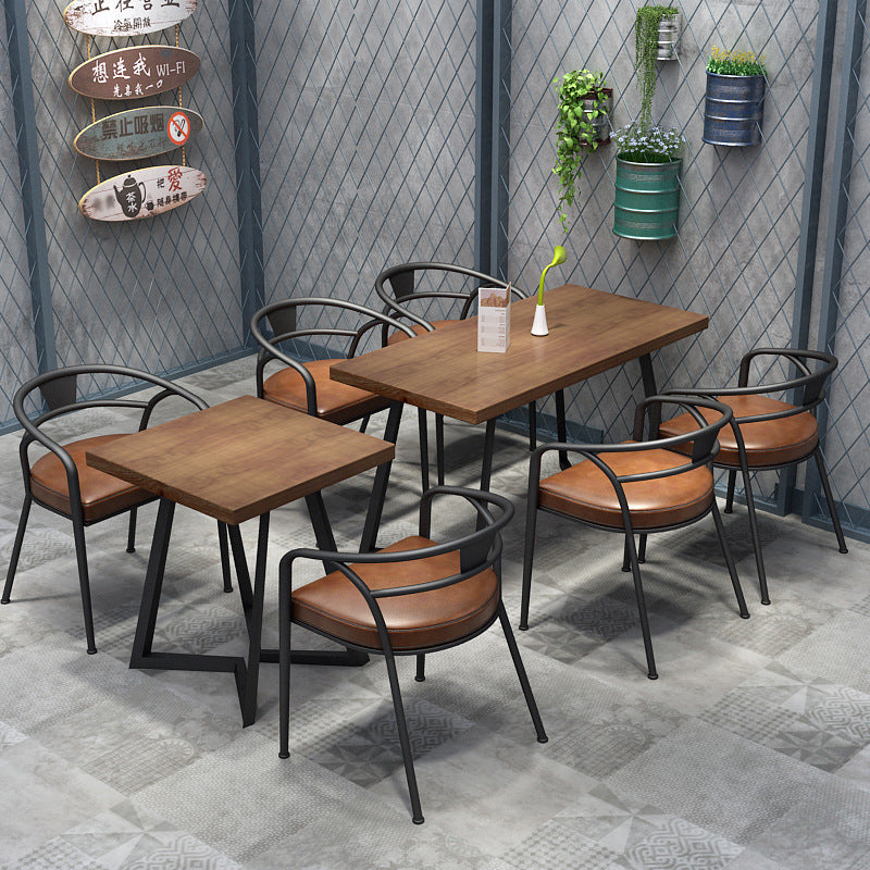 Industrial Style Rectangle Shape Dinette Set Solid Wood Top Dining Table Furniture for Dining Room