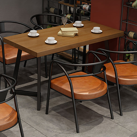 Industrial Style Rectangle Shape Dinette Set Solid Wood Top Dining Table Furniture for Dining Room