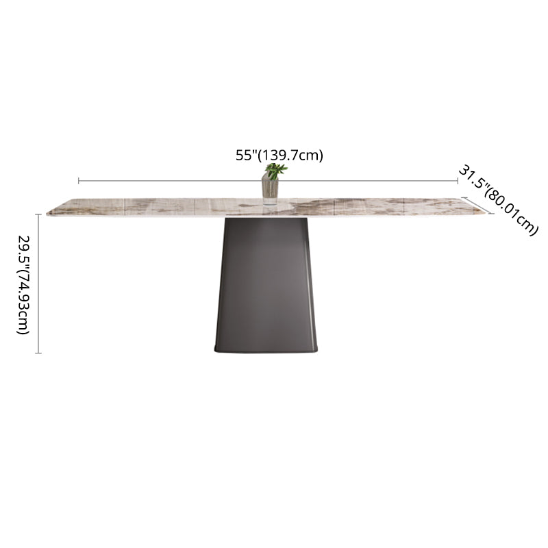 Minimalist Style Dining Table with White Fixed Table and Pedestal Base for Home Use