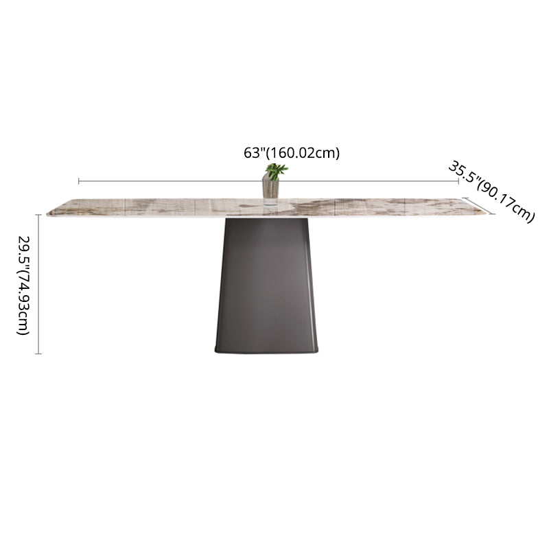 Minimalist Style Dining Table with White Fixed Table and Pedestal Base for Home Use