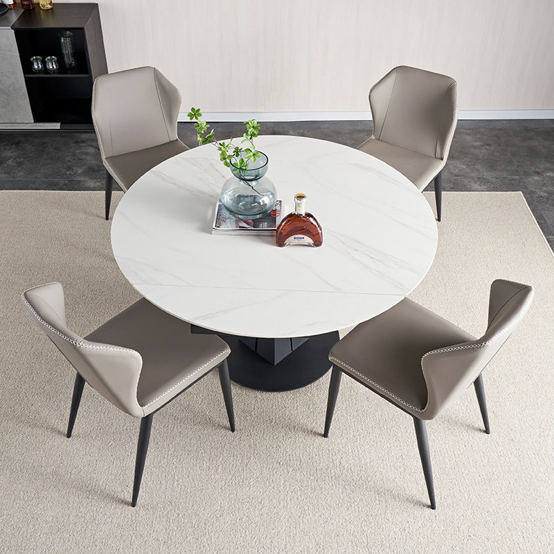 Modern Style Sintered Stone White Dining Room Set with Round Table Dining Table Furniture