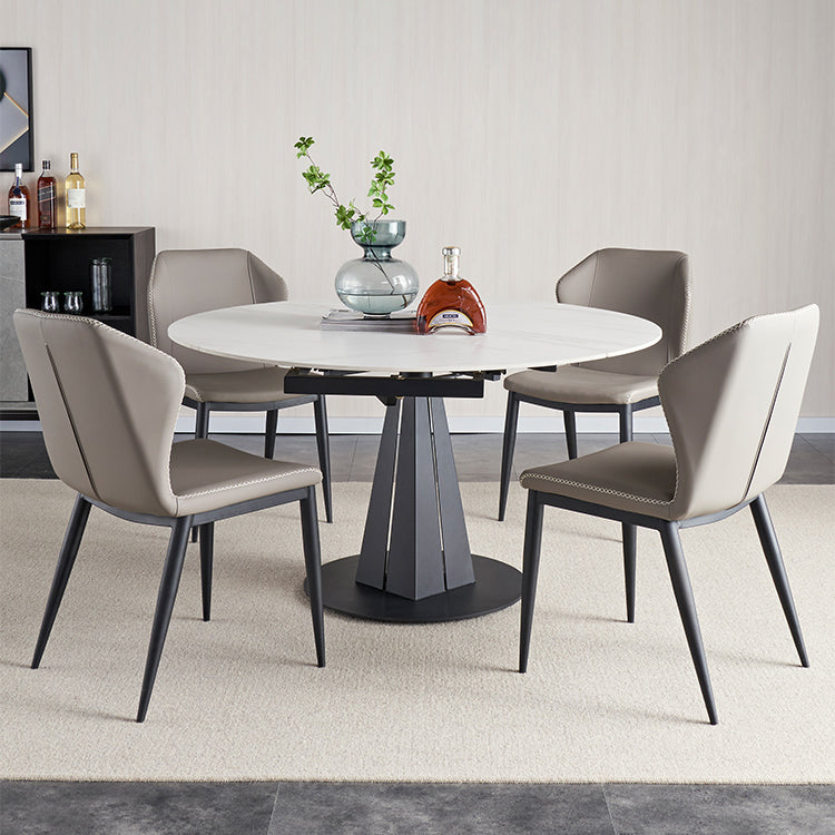 Modern Style Sintered Stone White Dining Room Set with Round Table Dining Table Furniture
