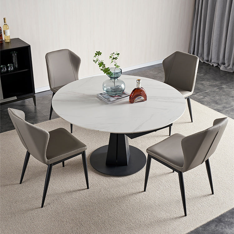 Modern Style Sintered Stone White Dining Room Set with Round Table Dining Table Furniture