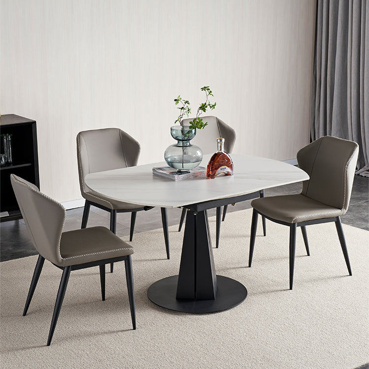 Modern Style Sintered Stone White Dining Room Set with Round Table Dining Table Furniture
