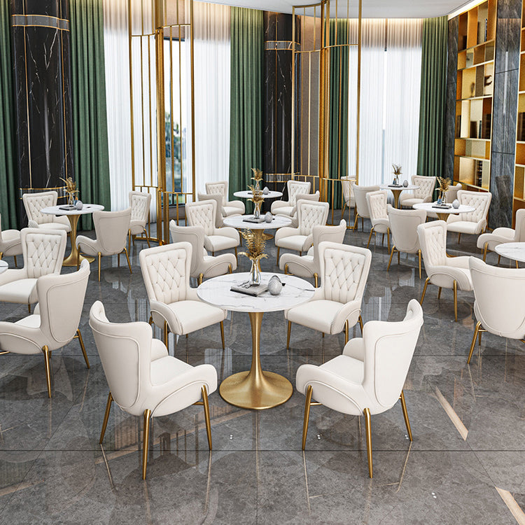 Scandinavian Kitchen Dining Room Set with Sintered Stone Top and Gold Base Dining Furniture