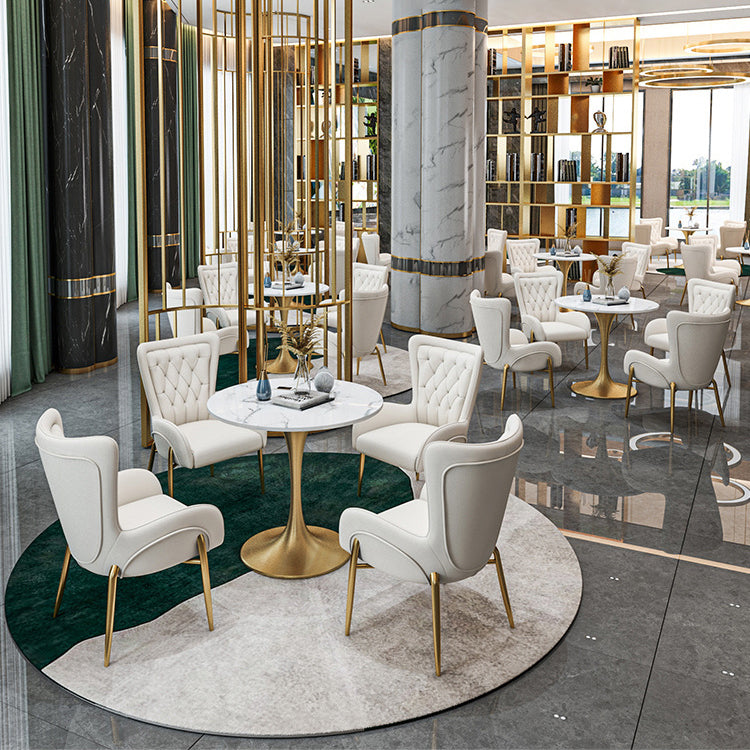 Scandinavian Kitchen Dining Room Set with Sintered Stone Top and Gold Base Dining Furniture