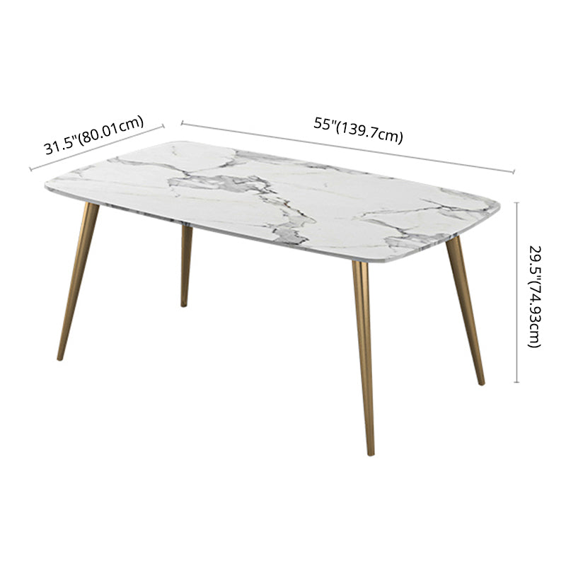 Sintered Stone Scandinavian Dining Room Set with Rectangle Table and Metal Base Dining Set