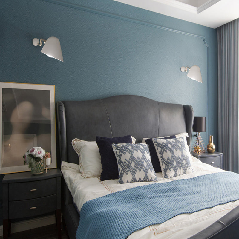 Wide Flare Metal Sconce Modernist 1 Head White Wall Mounted Lamp with Rotating Node