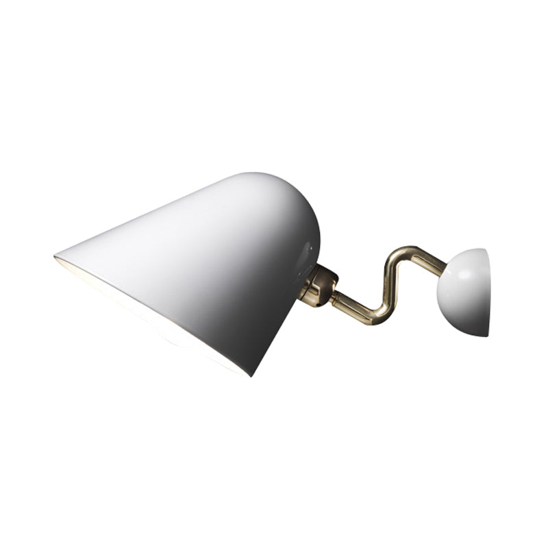 Wide Flare Metal Sconce Modernist 1 Head White Wall Mounted Lamp with Rotating Node