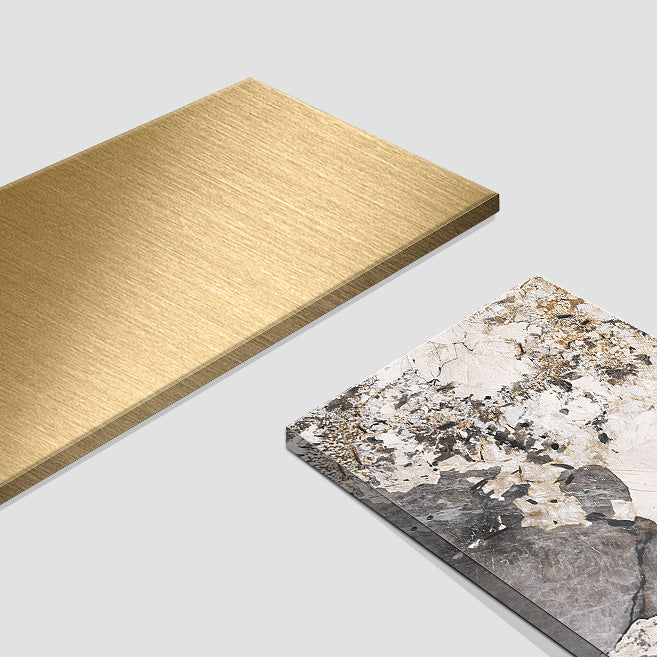 Modern Sintered Stone Dining Room Set with Rectangle Table and Gold Legs Formal Dining Set