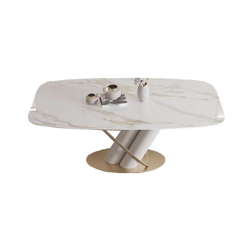 Modern Kitchen Dining Room Set Standard Height with Sintered Stone Top and Pedestal Base Table Set