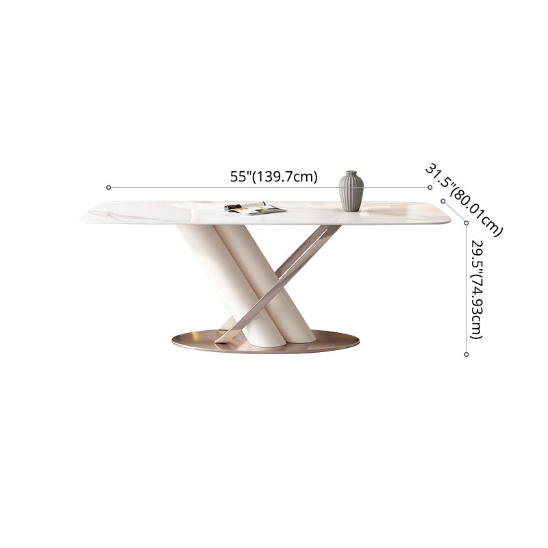 Modern Kitchen Dining Room Set Standard Height with Sintered Stone Top and Pedestal Base Table Set