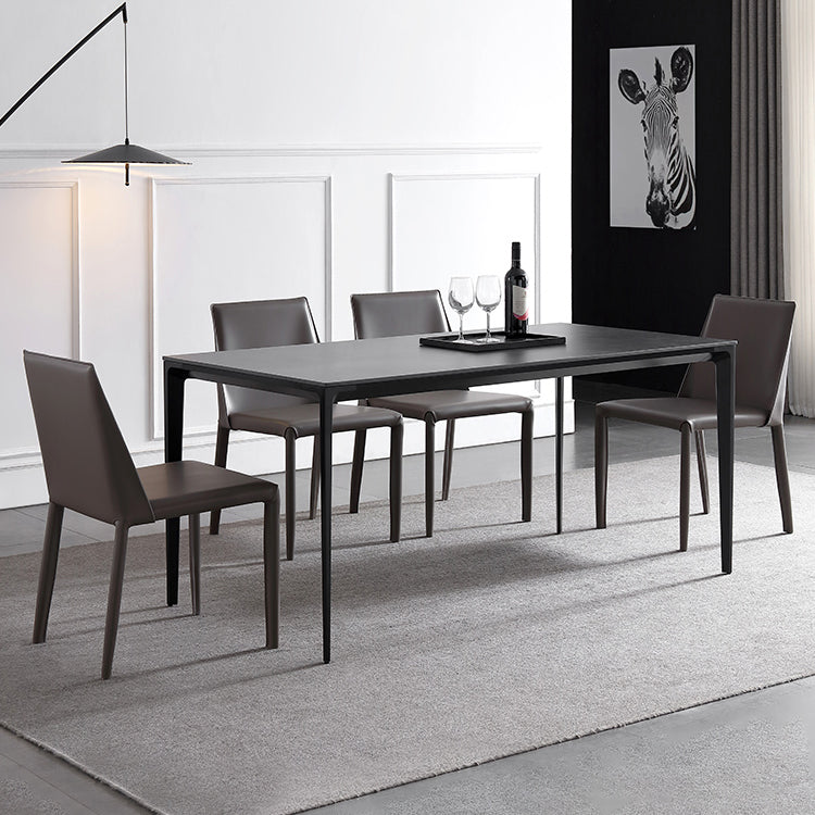 Modern Sintered Stone Dining Room Set with Rectangle Top and Black Base Dining Furniture for Kitchen