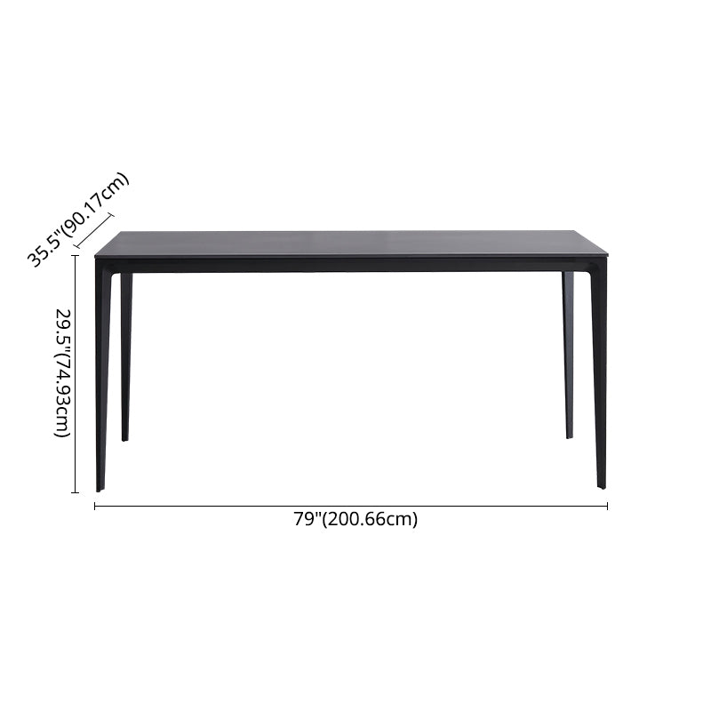 Modern Sintered Stone Dining Room Set with Rectangle Top and Black Base Dining Furniture for Kitchen