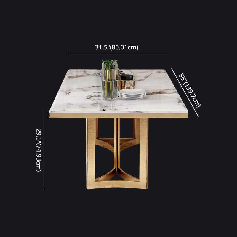 Glam Sintered Stone Dining Table Set with Double Pedestal Base Dining Furniture