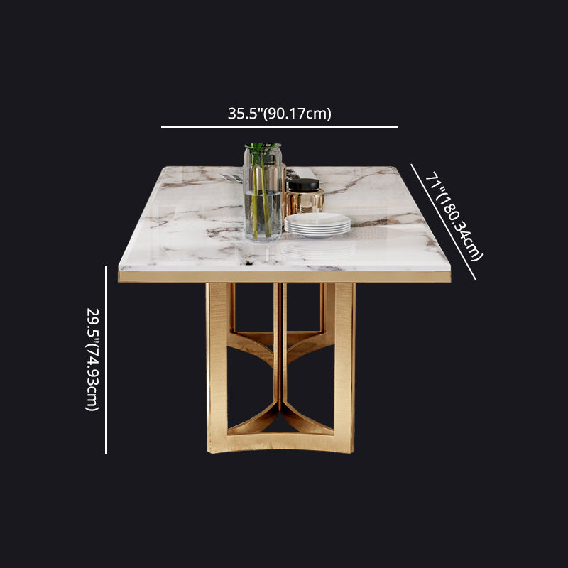 Glam Sintered Stone Dining Table Set with Double Pedestal Base Dining Furniture