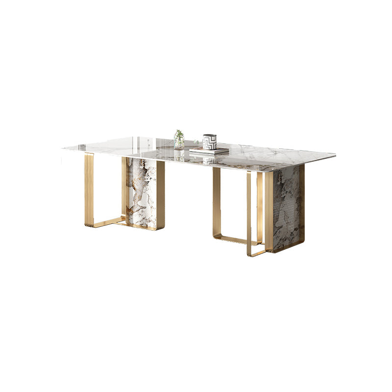 Modern Sintered Stone Dining Room Set Standard Height with Double Pedestal Base Dining Furniture
