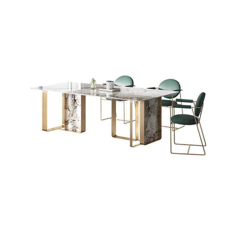 Modern Sintered Stone Dining Room Set Standard Height with Double Pedestal Base Dining Furniture